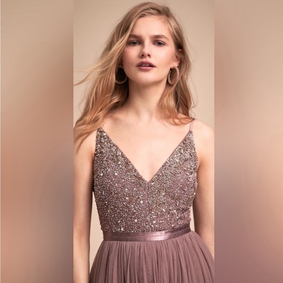 BHLDN & Anthropologie Avery dress size 0 beaded tulle - Picture 2 of 9